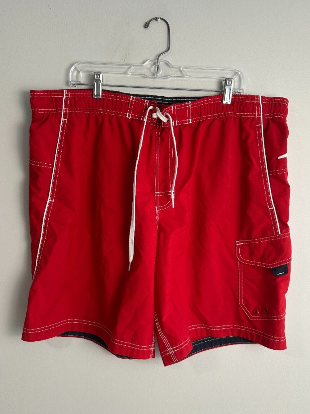 Vintage Speedo Red Board Shorts Swim Trunks Men's Large Y2K Surf Beach Lined